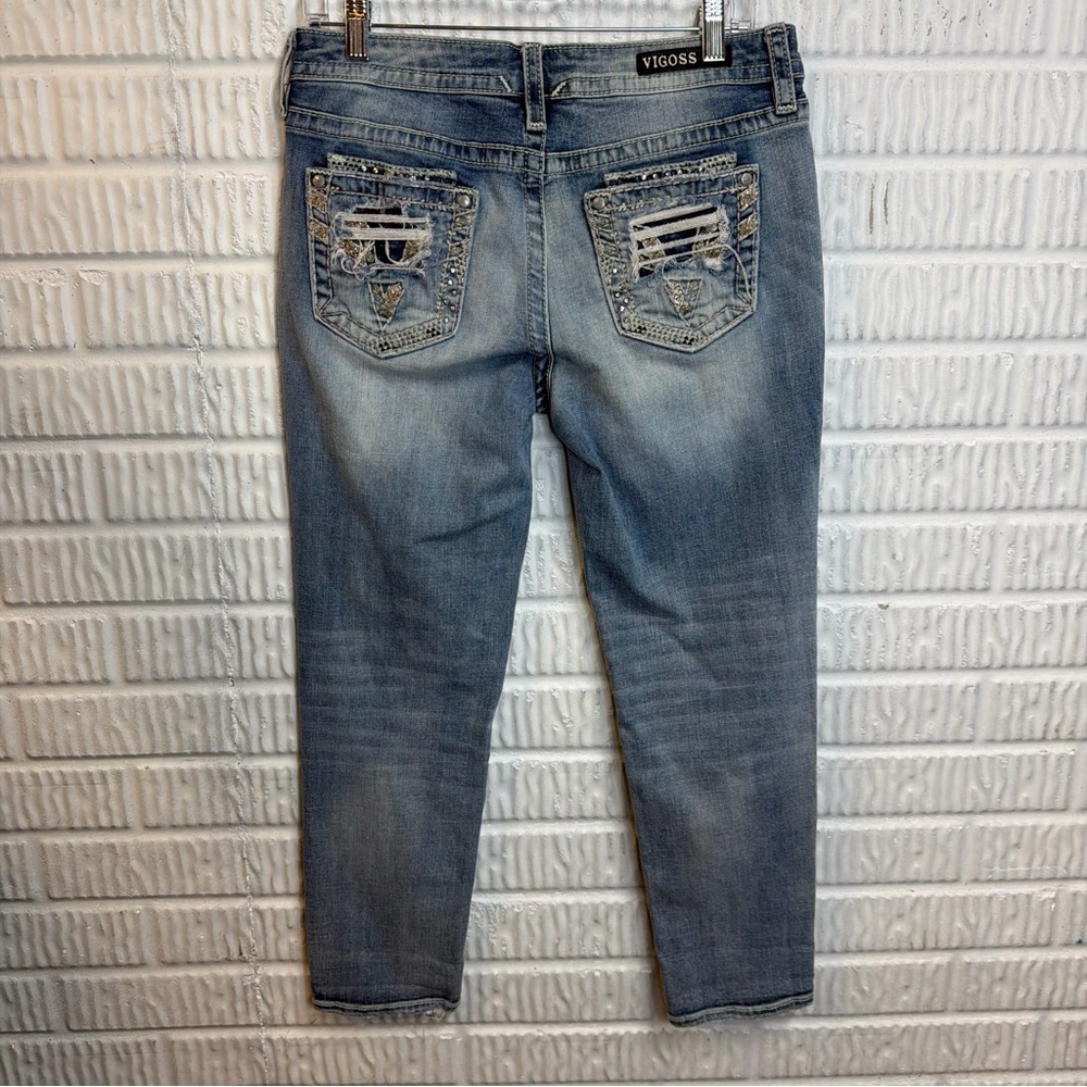 Vigoss Dublin Capri Heritage Fit jeans size 7/8 Denim with Bling